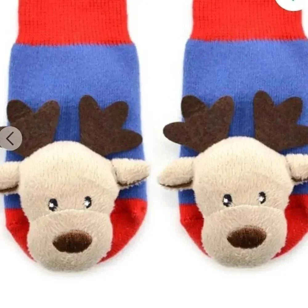 boutique infant toddler christmas Reindeer rattle sock for 1-2year